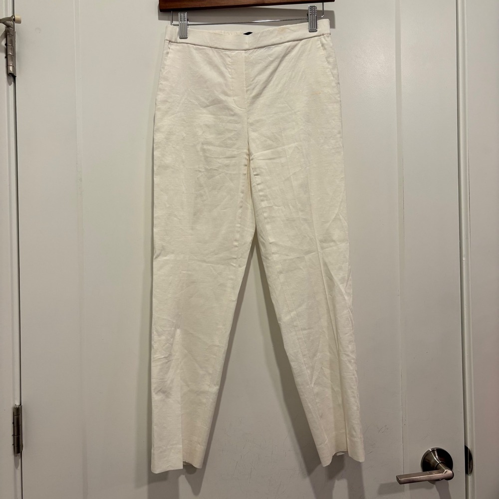 Theory Treeca Eco Crunch Linen Blend Pull On Pants White Size 0 K0203201